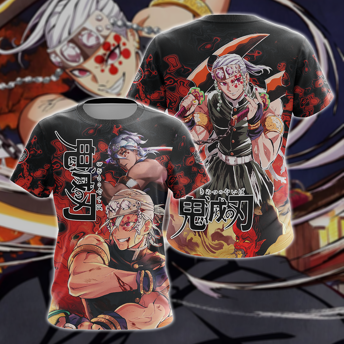 Kimetsu No Yaiba ss2: Yuukaku-hen Uzui Tengen 3D All Over Print T-shirt Tank Top Zip Hoodie Pullover Hoodie Hawaiian Shirt Beach Shorts Jogger T-shirt S 