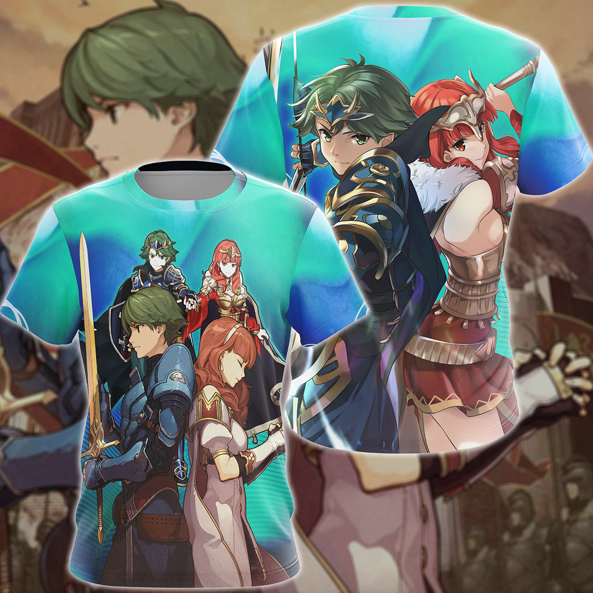 Fire Emblem Alm & Celica Video Game 3D All Over Print T-shirt Tank Top Zip Hoodie Pullover Hoodie Hawaiian Shirt Beach Shorts Jogger T-shirt