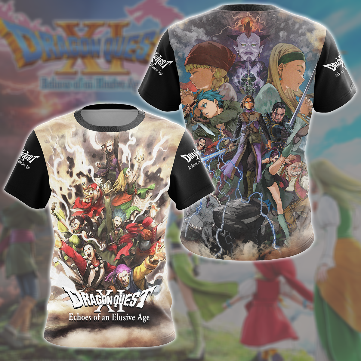 Dragon Quest XI: Echoes of an Elusive Age Video Game All Over Printed T-shirt Tank Top Zip Hoodie Pullover Hoodie Hawaiian Shirt Beach Shorts Joggers T-shirt