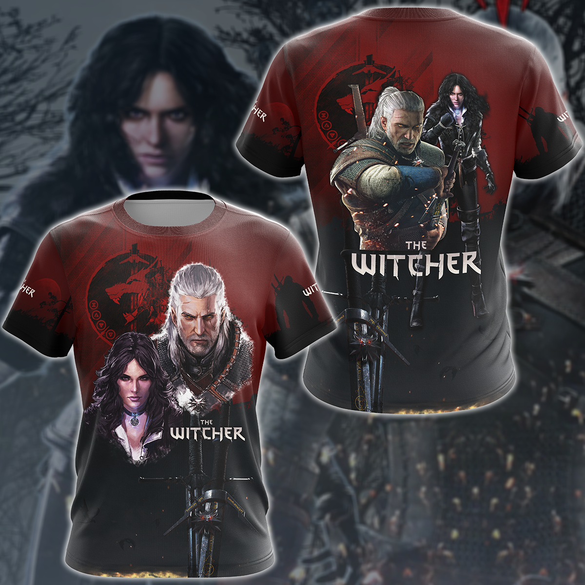 The Witcher Geralt & Yennefer Video Game 3D All Over Printed T-shirt Tank Top Zip Hoodie Pullover Hoodie Hawaiian Shirt Beach Shorts Jogger T-shirt