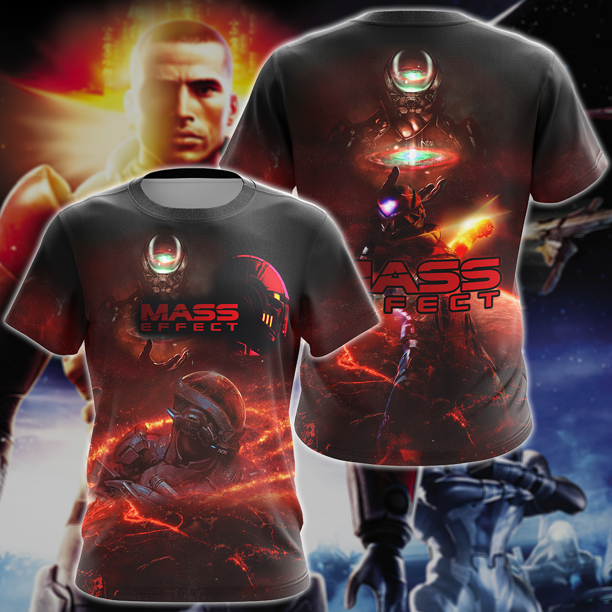 Mass Effect Video Game 3D All Over Print T-shirt Tank Top Zip Hoodie Pullover Hoodie Hawaiian Shirt Beach Shorts Jogger T-shirt