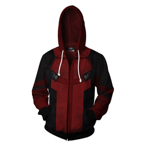 Deadpool Cosplay Zip Up Hoodie Jacket   