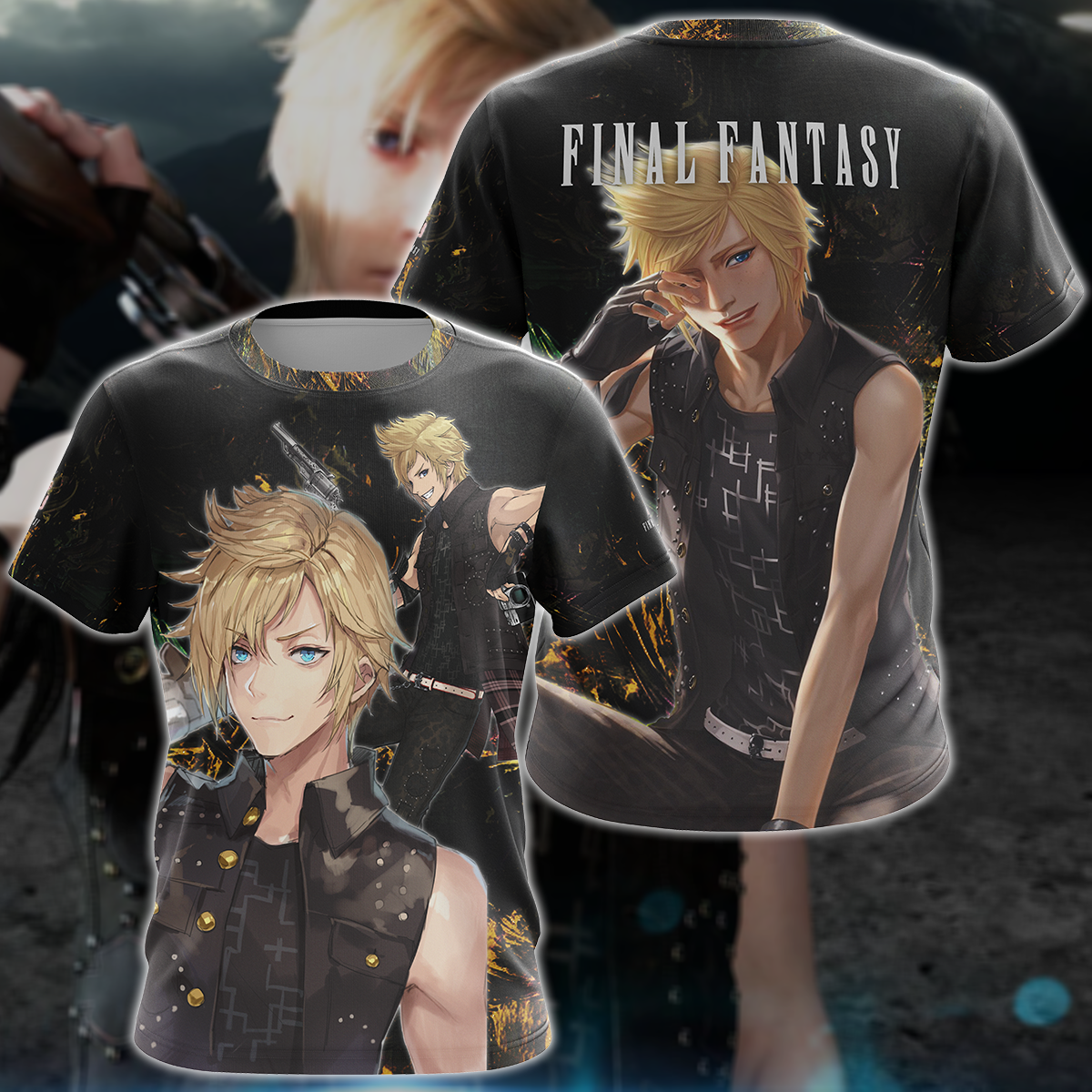 Final Fantasy XV Prompto Argentum Video Game 3D All Over Print T-shirt Tank Top Zip Hoodie Pullover Hoodie Hawaiian Shirt Beach Shorts Jogger T-shirt