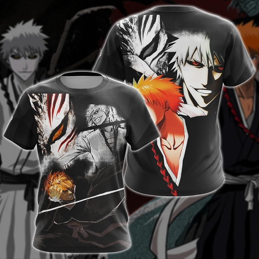 Bleach Kurosaki x Shirosaki Anime 3D All Over Print T-shirt Tank Top Zip Hoodie Pullover Hoodie Hawaiian Shirt Beach Shorts Jogger T-shirt