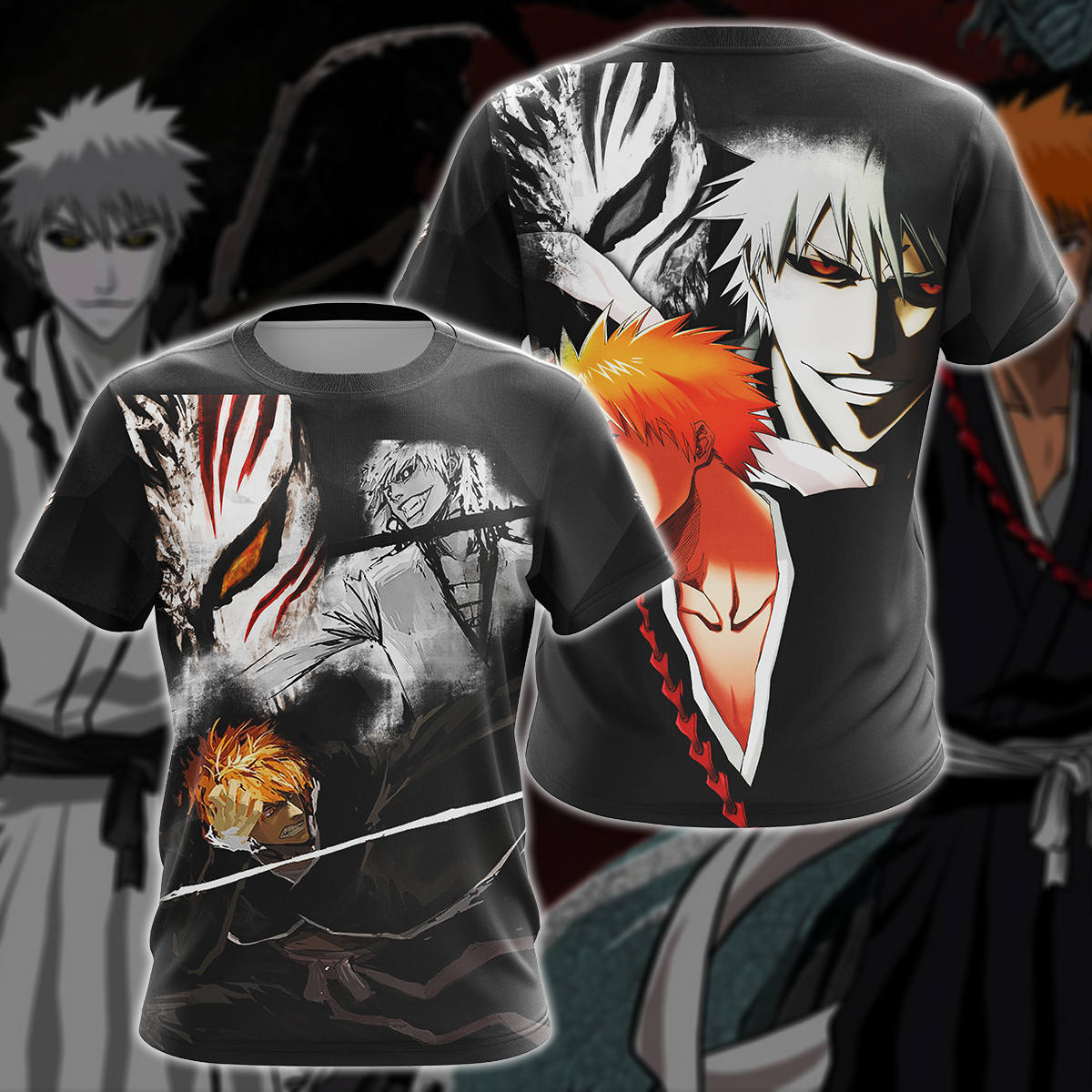 Bleach Kurosaki x Shirosaki Anime 3D All Over Print T-shirt Tank Top Zip Hoodie Pullover Hoodie Hawaiian Shirt Beach Shorts Jogger T-shirt S 