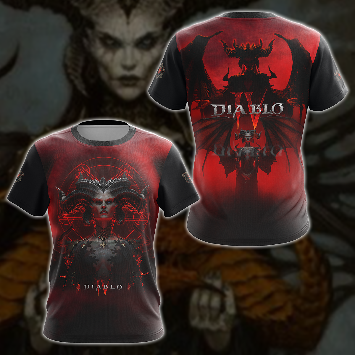 Diablo IV Lilith Video Game 3D All Over Printed T-shirt Tank Top Zip Hoodie Pullover Hoodie Hawaiian Shirt Beach Shorts Jogger T-shirt