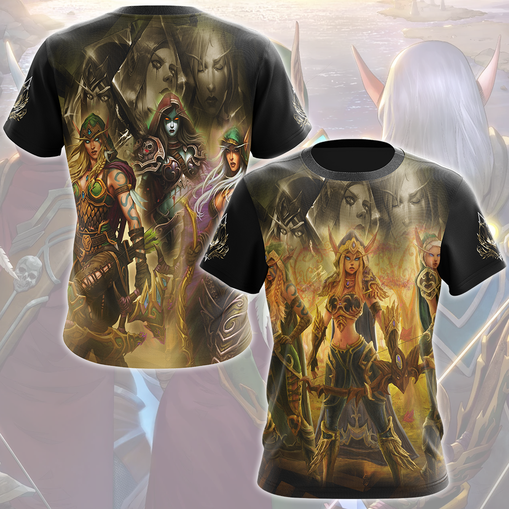 World Of Warcraft The Windrunner Sisters (Alleria, Sylvanas, Vereesa) Video Game All Over Printed T-shirt Tank Top Zip Hoodie Pullover Hoodie Hawaiian Shirt Beach Shorts Joggers T-shirt