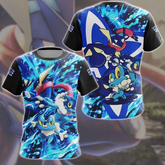 Greninja Evolution Video Game All Over Printed T-shirt Tank Top Zip Hoodie Pullover Hoodie Hawaiian Shirt Beach Shorts Joggers