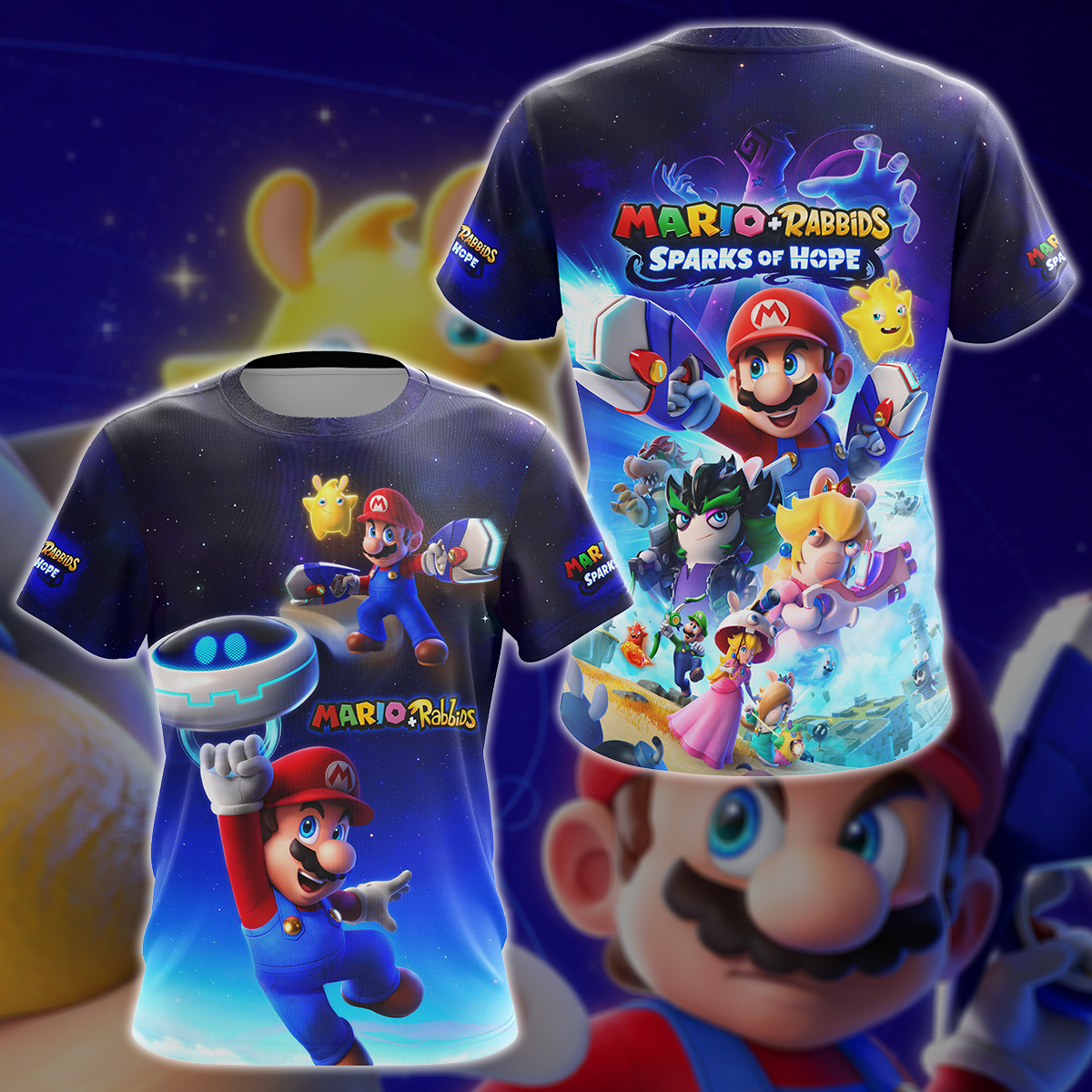 Mario + Rabbids Sparks of Hope Video Game 3D All Over Printed T-shirt Tank Top Zip Hoodie Pullover Hoodie Hawaiian Shirt Beach Shorts Jogger T-shirt