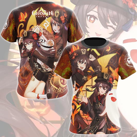 Genshin Impact Hu Tao Video Game All Over Printed T-shirt Tank Top Zip Hoodie Pullover Hoodie Hawaiian Shirt Beach Shorts Joggers T-shirt