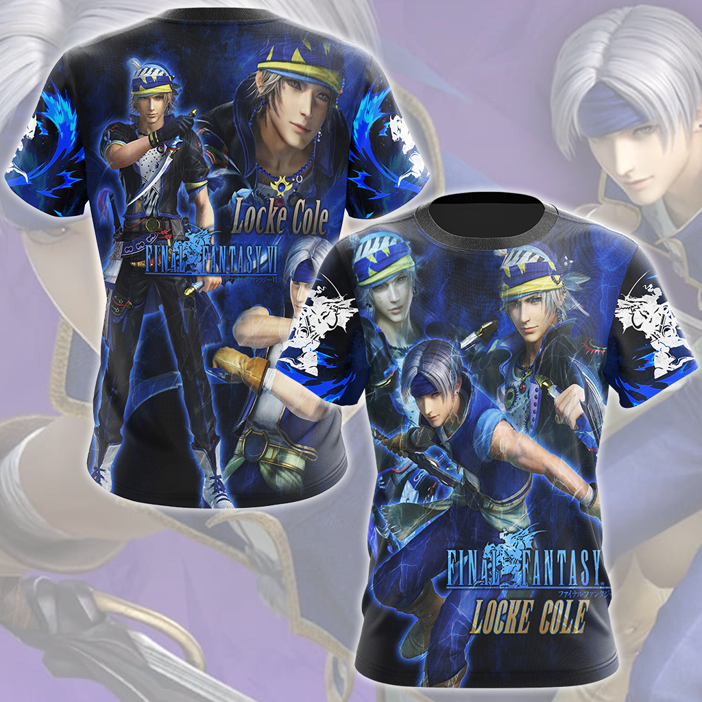 Final Fantasy VI Locke Cole Video Game All Over Printed T-shirt Tank Top Zip Hoodie Pullover Hoodie Hawaiian Shirt Beach Shorts Joggers T-shirt