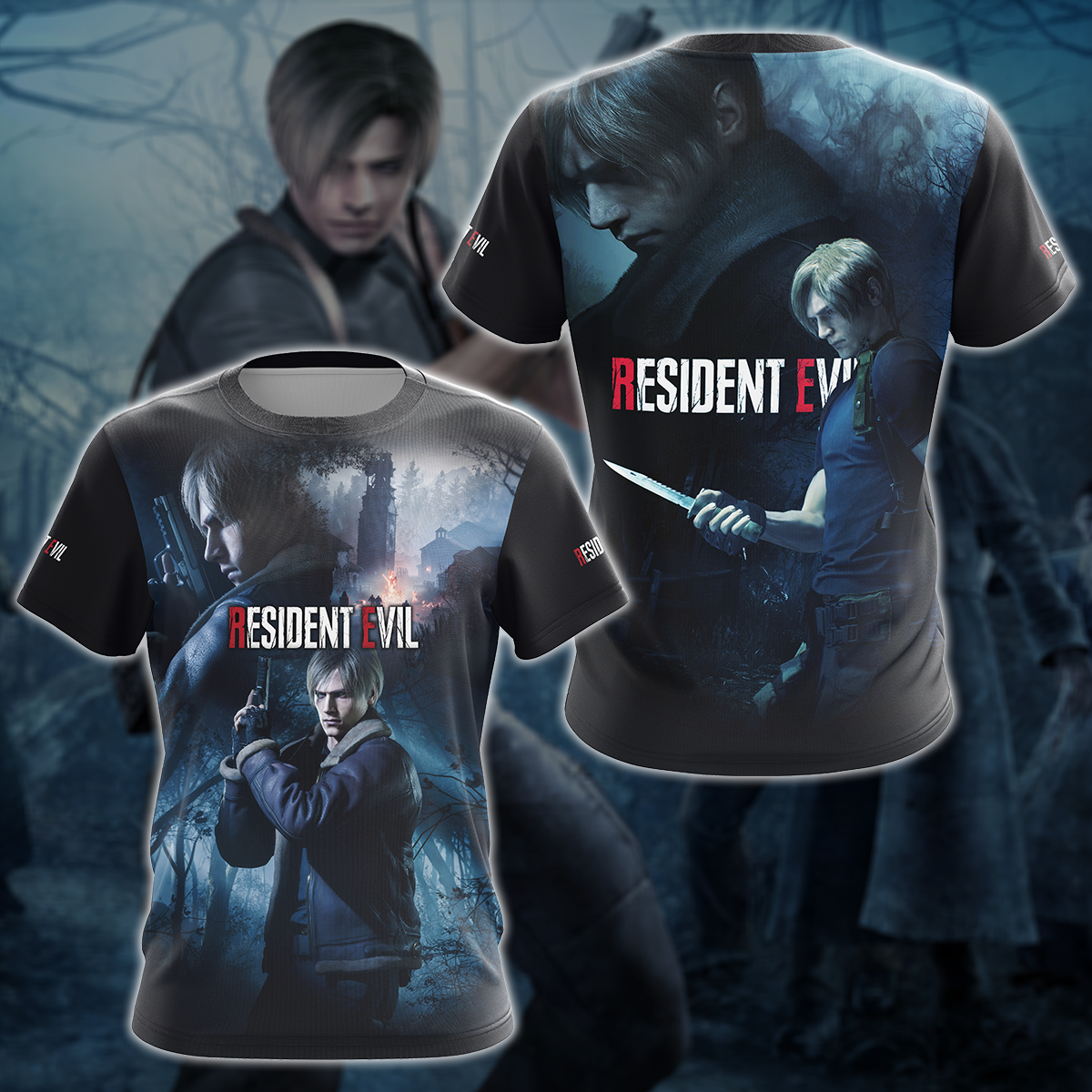 Resident Evil 4 Leon Kennedy Video Game 3D All Over Printed T-shirt Tank Top Zip Hoodie Pullover Hoodie Hawaiian Shirt Beach Shorts Jogger T-shirt S 