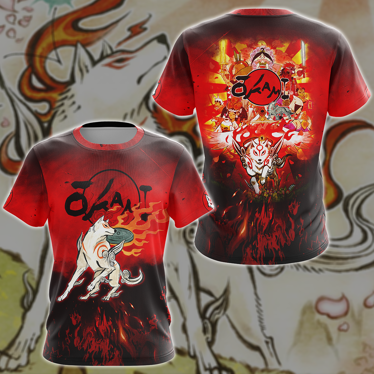 Okami Video Game 3D All Over Printed T-shirt Tank Top Zip Hoodie Pullover Hoodie Hawaiian Shirt Beach Shorts Jogger T-shirt