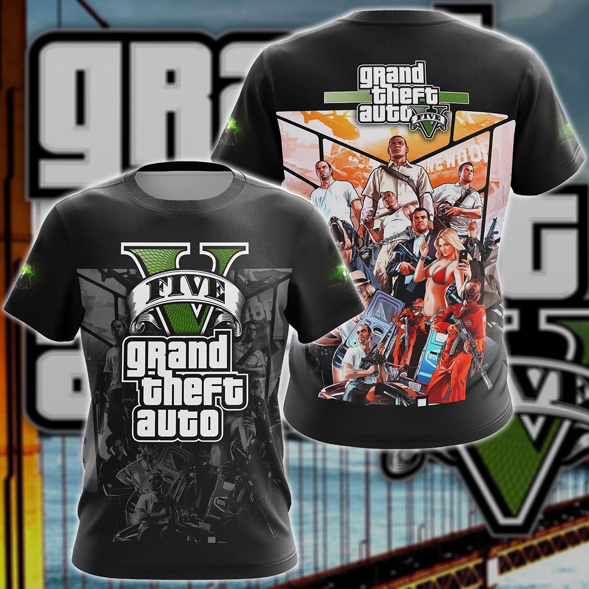 GTA Grand Theft Auto V Video Game 3D All Over Print T-shirt Tank Top Zip Hoodie Pullover Hoodie Hawaiian Shirt Beach Shorts Jogger T-shirt