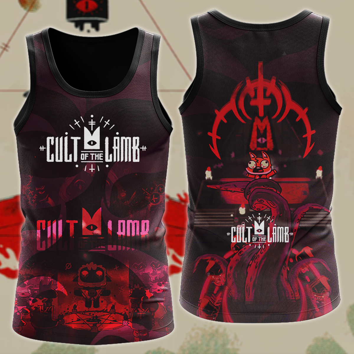 Cult of the Lamb Video Game 3D All Over Print T-shirt Tank Top Zip Hoodie Pullover Hoodie Hawaiian Shirt Beach Shorts Jogger Tank Top