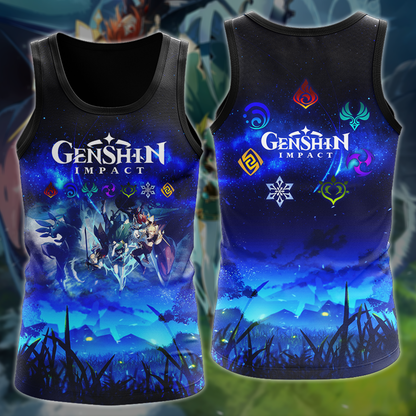 Genshin Impact Video Game 3D All Over Printed T-shirt Tank Top Zip Hoodie Pullover Hoodie Hawaiian Shirt Beach Shorts Jogger Tank Top