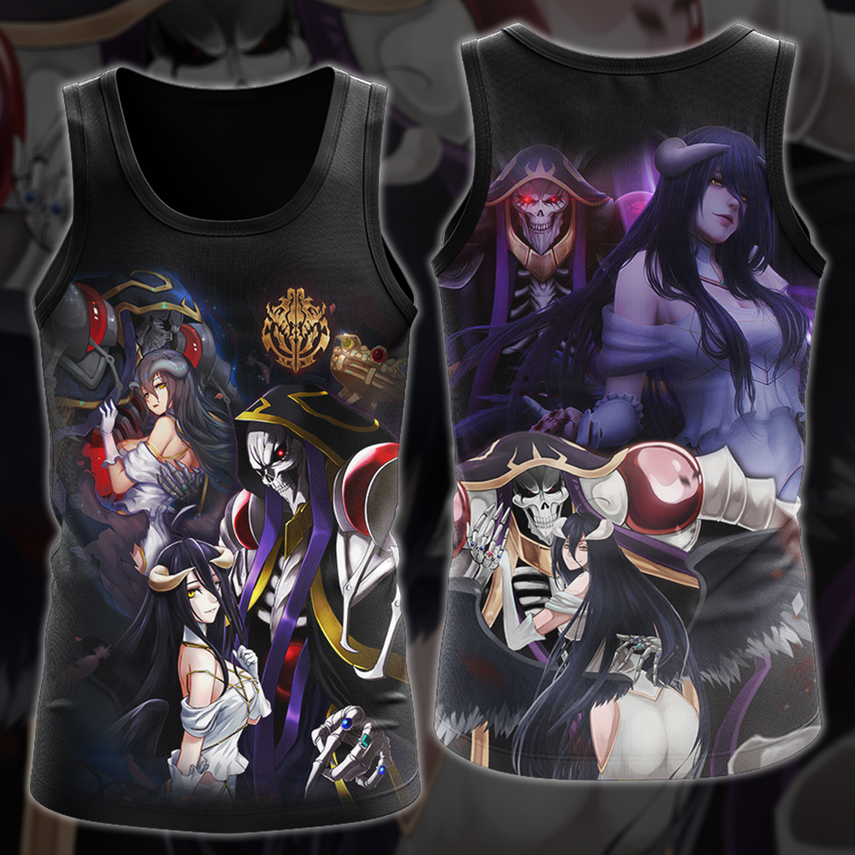 Overlord Ainz Ooal Gown and Albedo Anime Manga 3D All Over Print T-shirt Tank Top Zip Hoodie Pullover Hoodie Hawaiian Shirt Beach Shorts Jogger Tank Top
