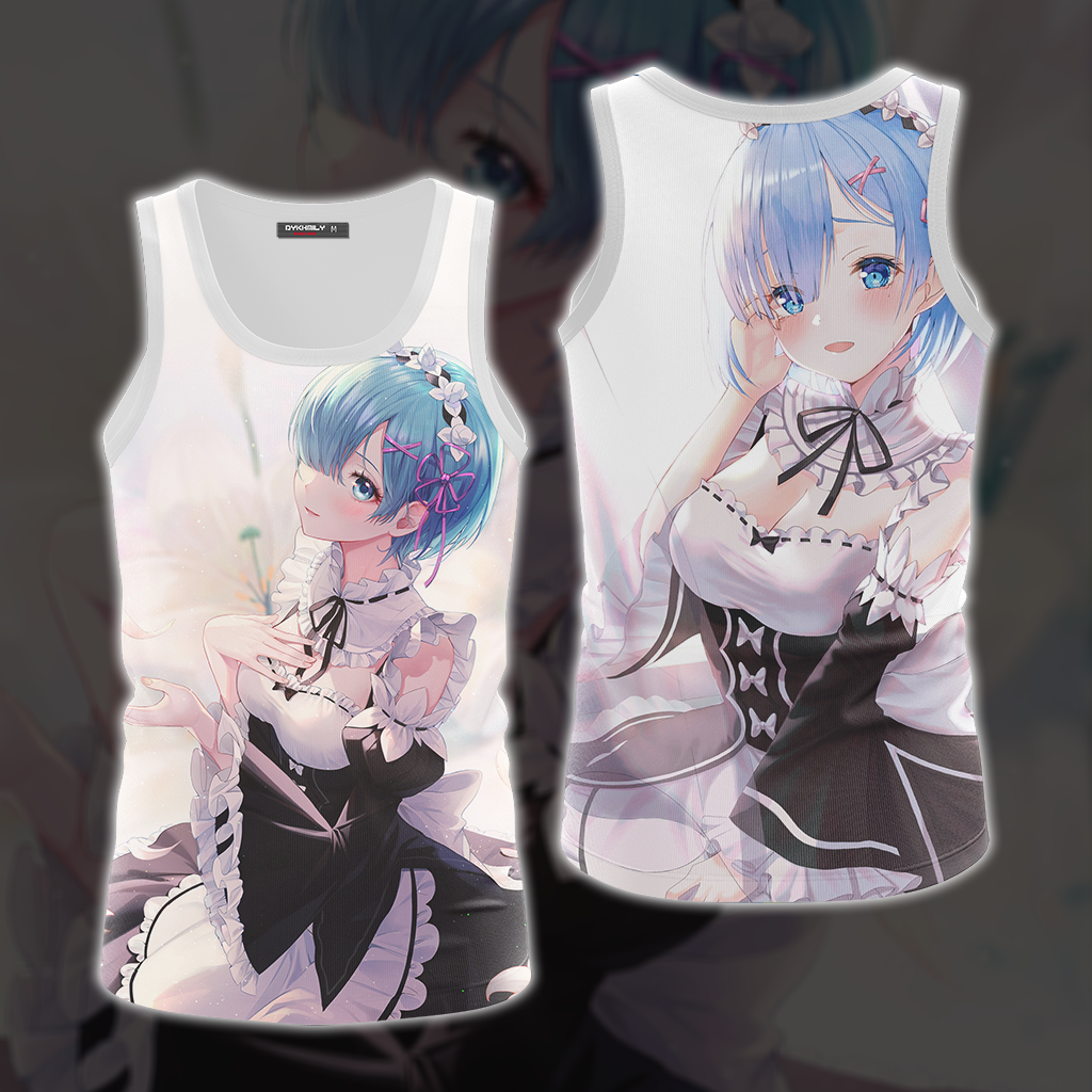 Rem Re:Zero All Over Print T-shirt Tank Top Zip Hoodie Pullover Hoodie Tank Top