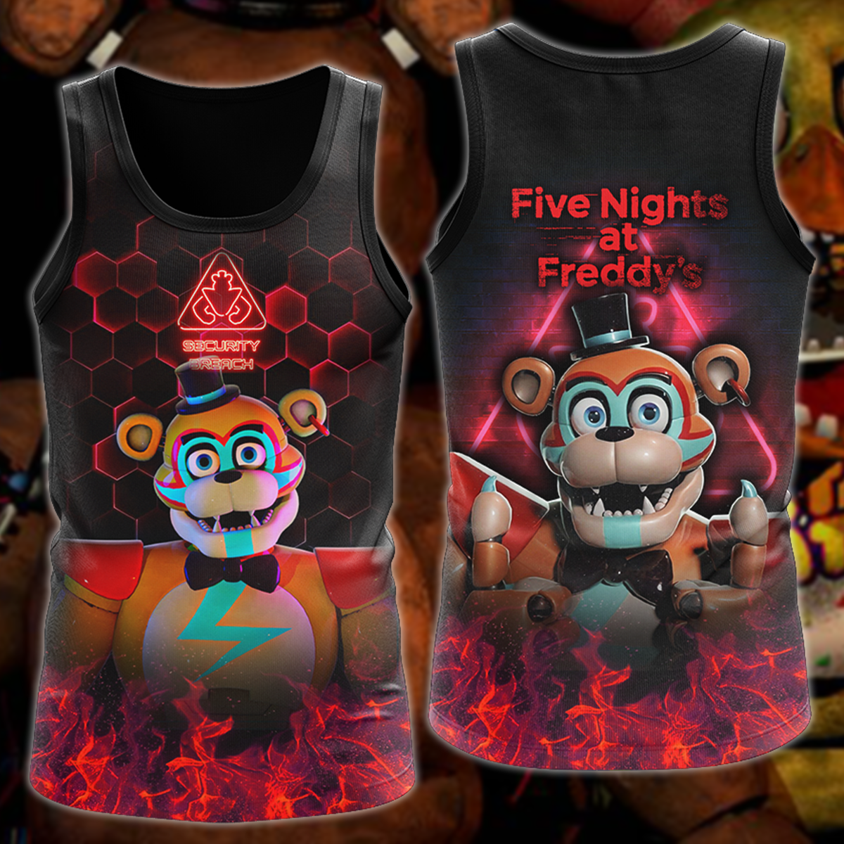 Five Nights at Freddy's: Security Breach Video Game 3D All Over Print T-shirt Tank Top Zip Hoodie Pullover Hoodie Hawaiian Shirt Beach Shorts Jogger Tank Top