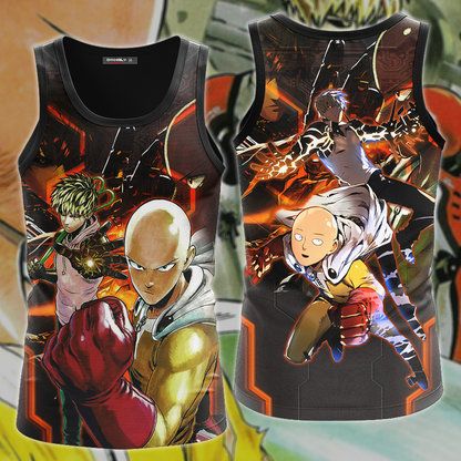 One Punch Man Saitama & Genos 3D All Over Print T-shirt Tank Top Zip Hoodie Pullover Hoodie Hawaiian Shirt Beach Shorts Jogger Tank Top