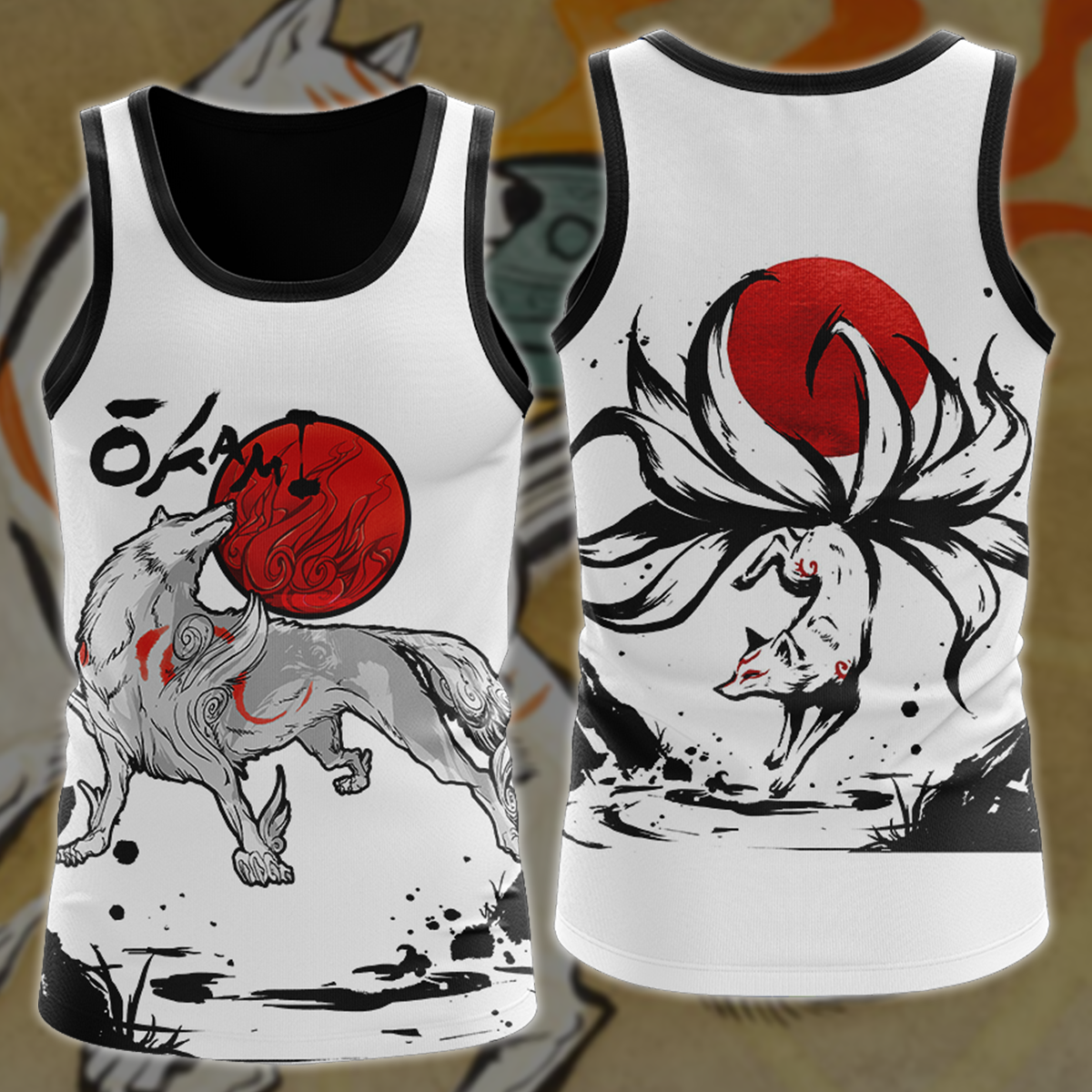 Okami Fox Video Game 3D All Over Printed T-shirt Tank Top Zip Hoodie Pullover Hoodie Hawaiian Shirt Beach Shorts Jogger Tank Top