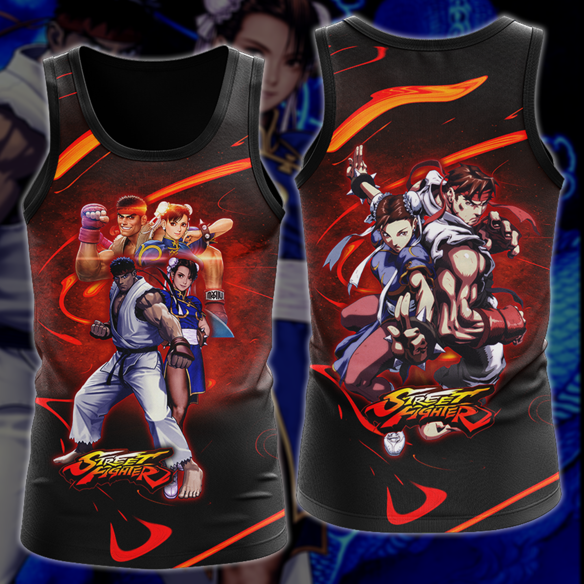 Street Fighter: Ryu & Chun-Li Video Game 3D All Over Printed T-shirt Tank Top Zip Hoodie Pullover Hoodie Hawaiian Shirt Beach Shorts Jogger Tank Top