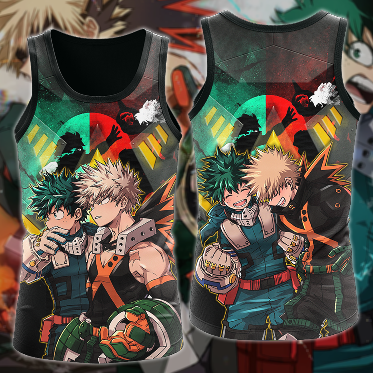 My Hero Academia: Deku x Bakugo 3D All Over Print T-shirt Tank Top Zip Hoodie Pullover Hoodie Hawaiian Shirt Beach Shorts Jogger Tank Top