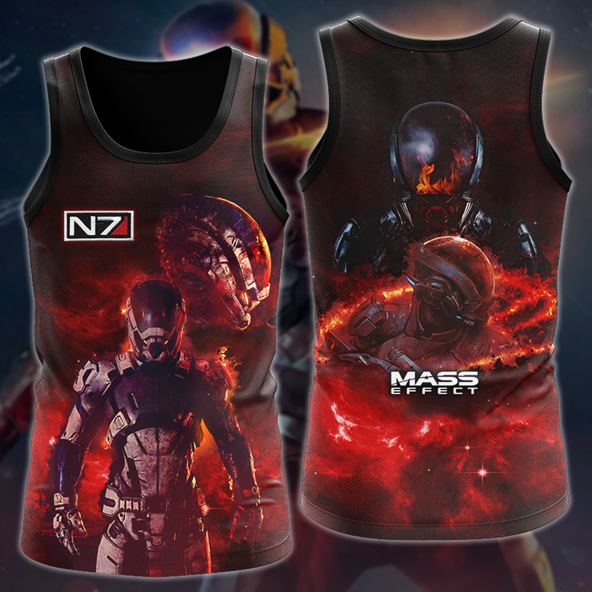 Mass Effect Video Game 3D All Over Printed T-shirt Tank Top Zip Hoodie Pullover Hoodie Hawaiian Shirt Beach Shorts Jogger Tank Top