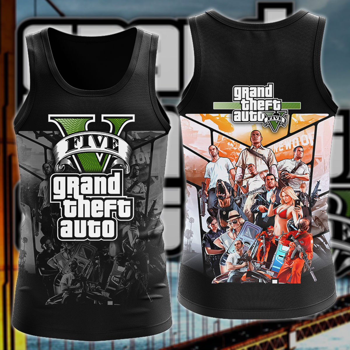 GTA Grand Theft Auto V Video Game 3D All Over Print T-shirt Tank Top Zip Hoodie Pullover Hoodie Hawaiian Shirt Beach Shorts Jogger Tank Top