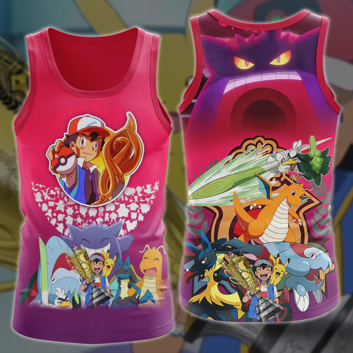 Pokemon Ash Ketchum Champion Anime Manga 3D All Over Printed T-shirt Tank Top Zip Hoodie Pullover Hoodie Hawaiian Shirt Beach Shorts Jogger Tank Top