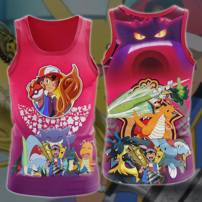 Pokemon Ash Ketchum Champion Anime Manga 3D All Over Printed T-shirt Tank Top Zip Hoodie Pullover Hoodie Hawaiian Shirt Beach Shorts Jogger Tank Top