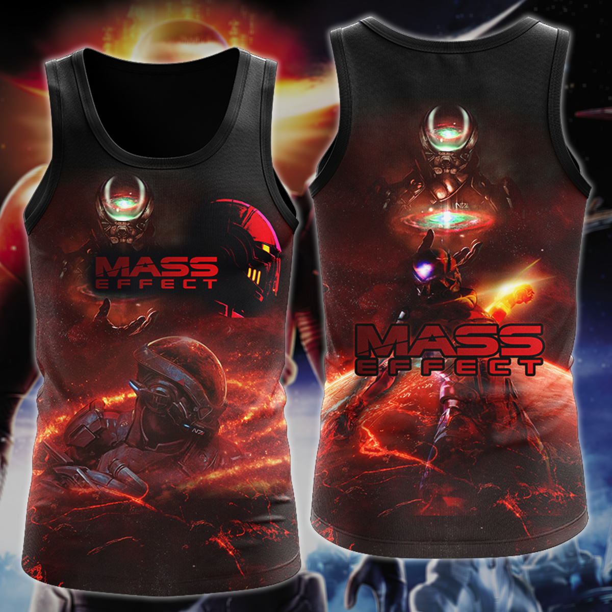 Mass Effect Video Game 3D All Over Print T-shirt Tank Top Zip Hoodie Pullover Hoodie Hawaiian Shirt Beach Shorts Jogger Tank Top