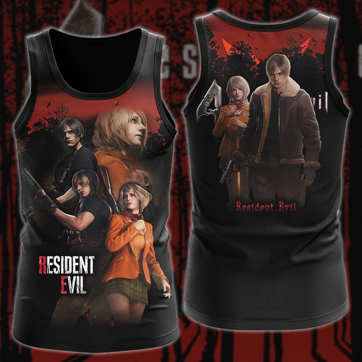 Resident Evil: Leon & Ashley Video Game 3D All Over Printed T-shirt Tank Top Zip Hoodie Pullover Hoodie Hawaiian Shirt Beach Shorts Jogger Tank Top