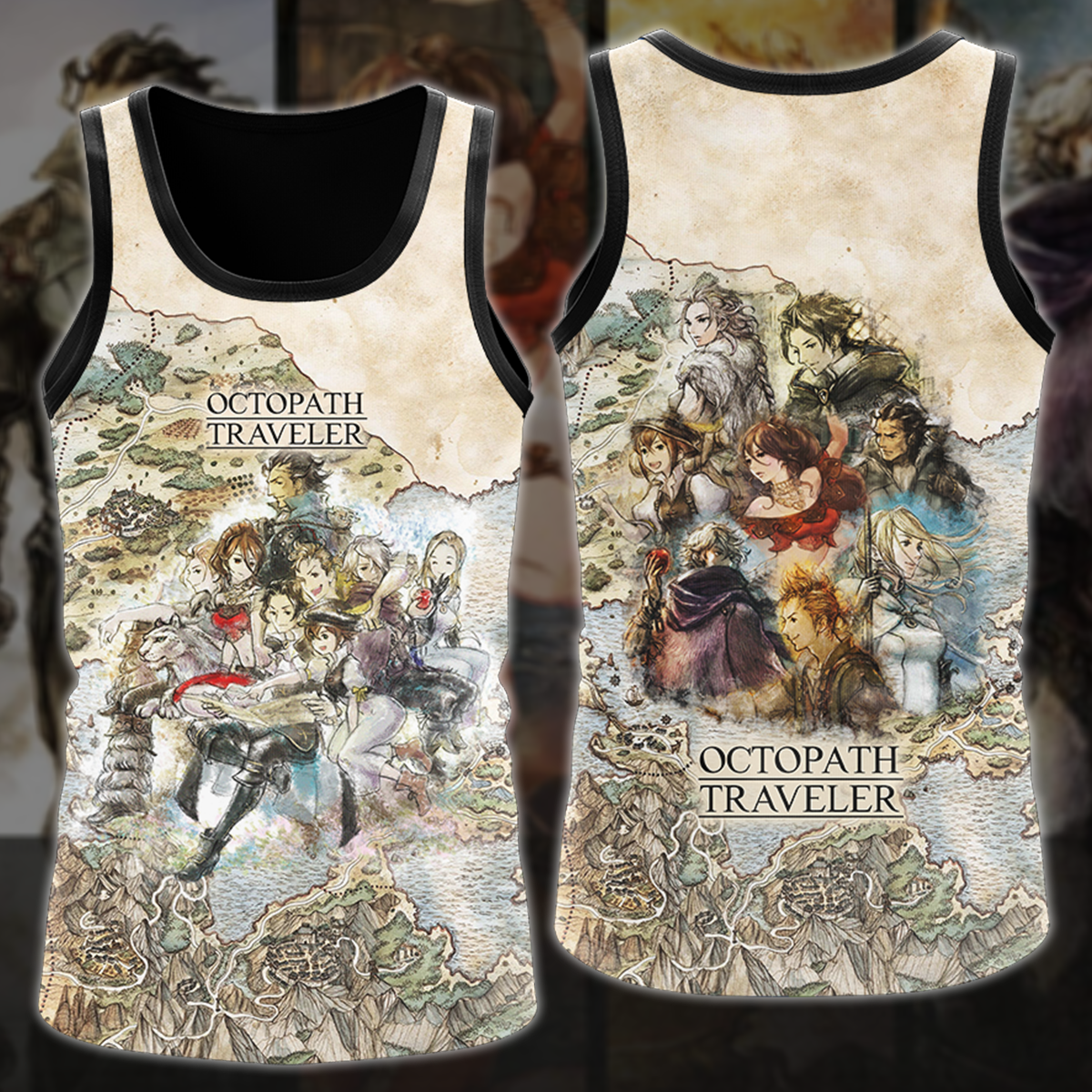 Octopath Traveler 2 Video Game 3D All Over Printed T-shirt Tank Top Zip Hoodie Pullover Hoodie Hawaiian Shirt Beach Shorts Jogger Tank Top