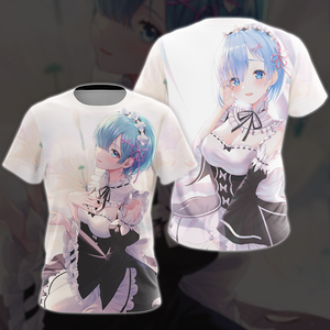 Rem Re:Zero All Over Print T-shirt Tank Top Zip Hoodie Pullover Hoodie T-shirt S 