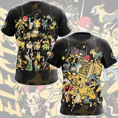 Pokemon Electric Type Club Video Game All Over Printed T-shirt Tank Top Zip Hoodie Pullover Hoodie Hawaiian Shirt Beach Shorts Joggers