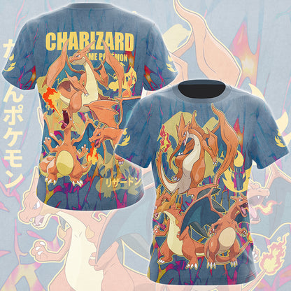 Pokemon Charizard Video Game All Over Printed T-shirt Tank Top Zip Hoodie Pullover Hoodie Hawaiian Shirt Beach Shorts Joggers