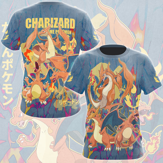 Pokemon Charizard Video Game All Over Printed T-shirt Tank Top Zip Hoodie Pullover Hoodie Hawaiian Shirt Beach Shorts Joggers