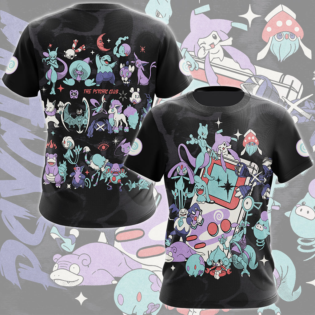 Pokemon Psychic Type Club Video Game All Over Printed T-shirt Tank Top Zip Hoodie Pullover Hoodie Hawaiian Shirt Beach Shorts Joggers