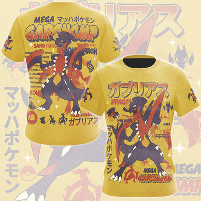 Pokemon Garchomp (Mega Form) Video Game All Over Printed T-shirt Tank Top Zip Hoodie Pullover Hoodie Hawaiian Shirt Beach Shorts Joggers