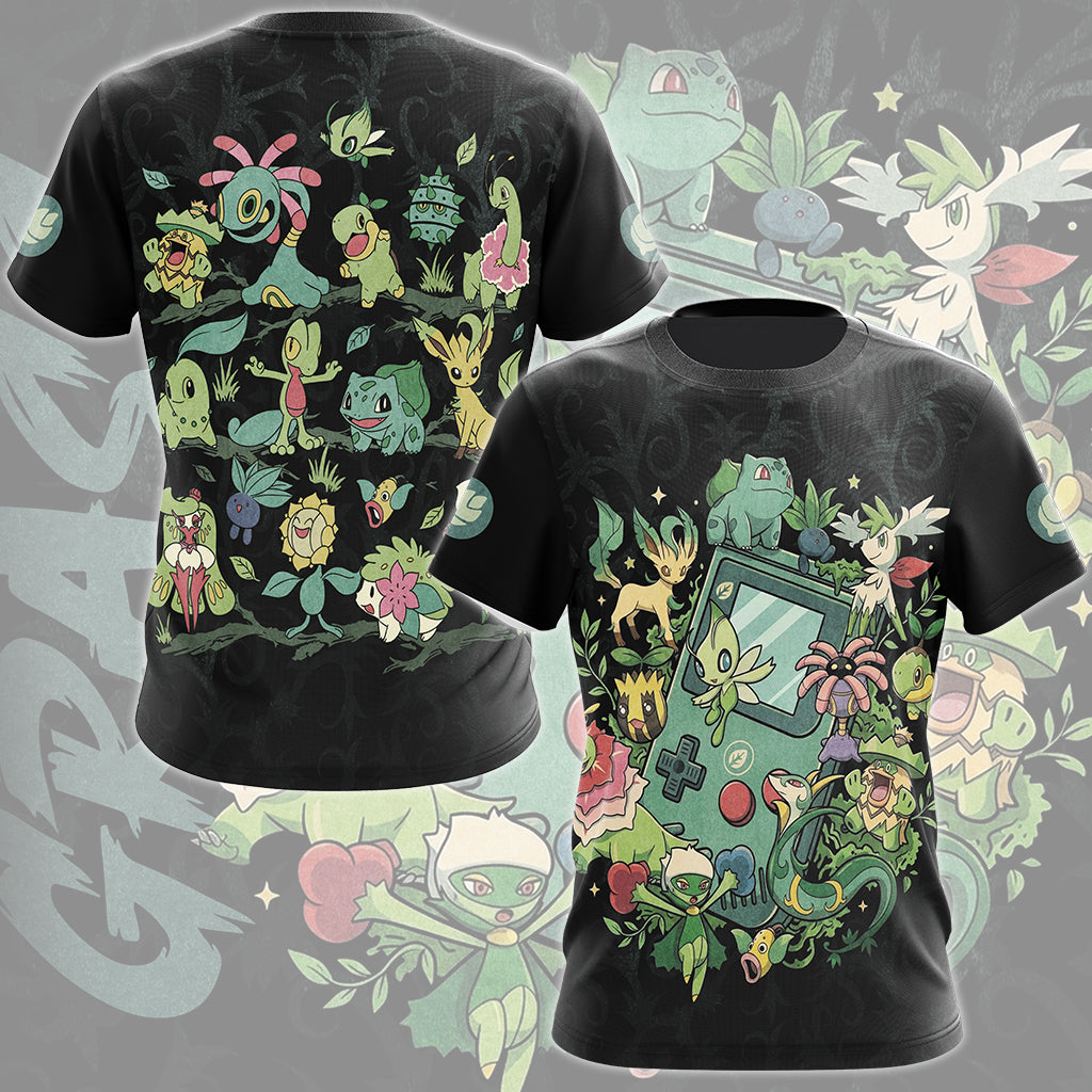 Pokemon Grass Type Club Video Game All Over Printed T-shirt Tank Top Zip Hoodie Pullover Hoodie Hawaiian Shirt Beach Shorts Joggers