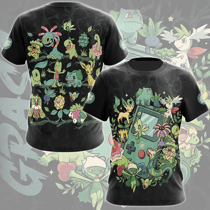Pokemon Grass Type Club Video Game All Over Printed T-shirt Tank Top Zip Hoodie Pullover Hoodie Hawaiian Shirt Beach Shorts Joggers