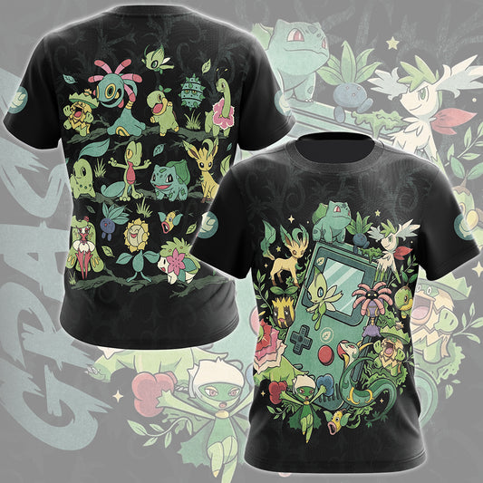 Pokemon Grass Type Club Video Game All Over Printed T-shirt Tank Top Zip Hoodie Pullover Hoodie Hawaiian Shirt Beach Shorts Joggers