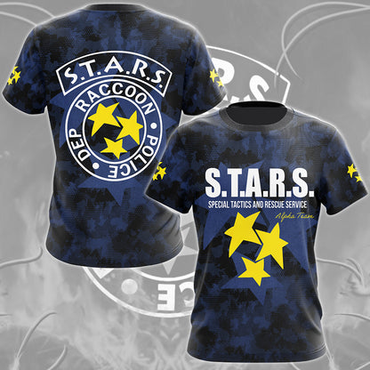 Resident Evil S.T.A.R.S. Alpha Team Video Game All Over Printed T-shirt Tank Top Zip Hoodie Pullover Hoodie Hawaiian Shirt Beach Shorts Joggers