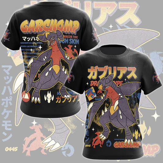 Pokemon Garchomp Video Game All Over Printed T-shirt Tank Top Zip Hoodie Pullover Hoodie Hawaiian Shirt Beach Shorts Joggers