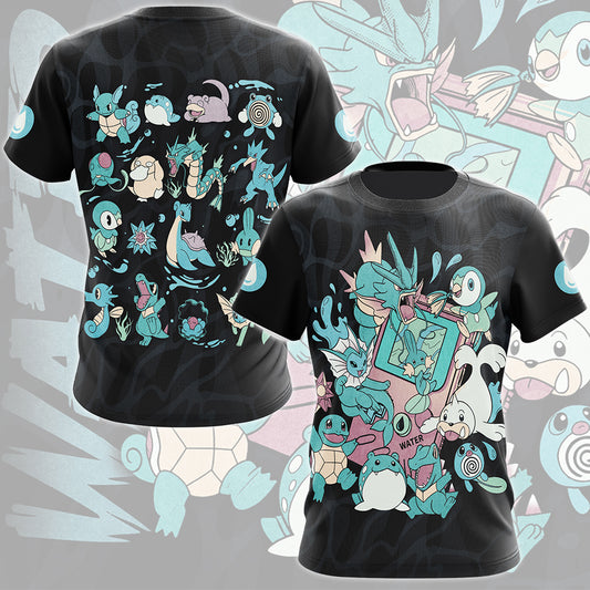 Pokemon Water Type Club Video Game All Over Printed T-shirt Tank Top Zip Hoodie Pullover Hoodie Hawaiian Shirt Beach Shorts Joggers
