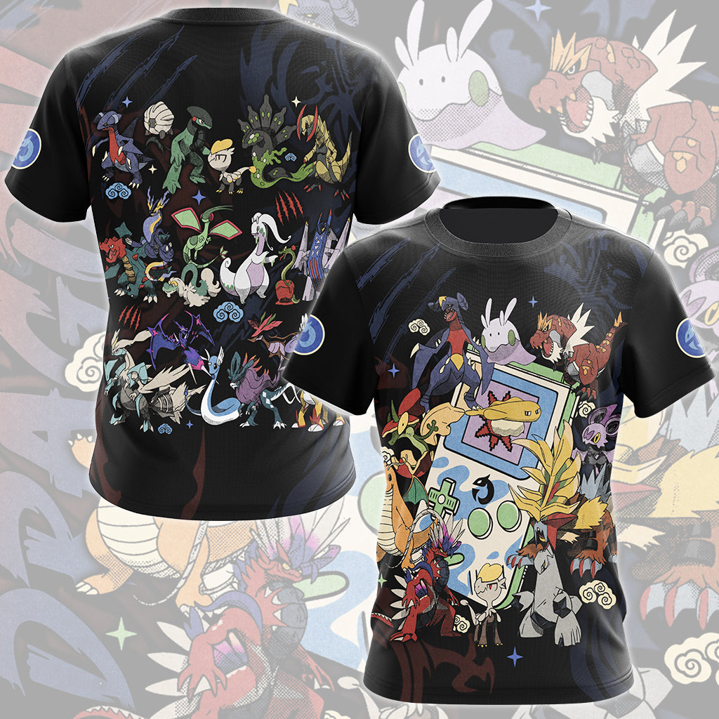 Pokemon Dragon Type Club Video Game All Over Printed T-shirt Tank Top Zip Hoodie Pullover Hoodie Hawaiian Shirt Beach Shorts Joggers
