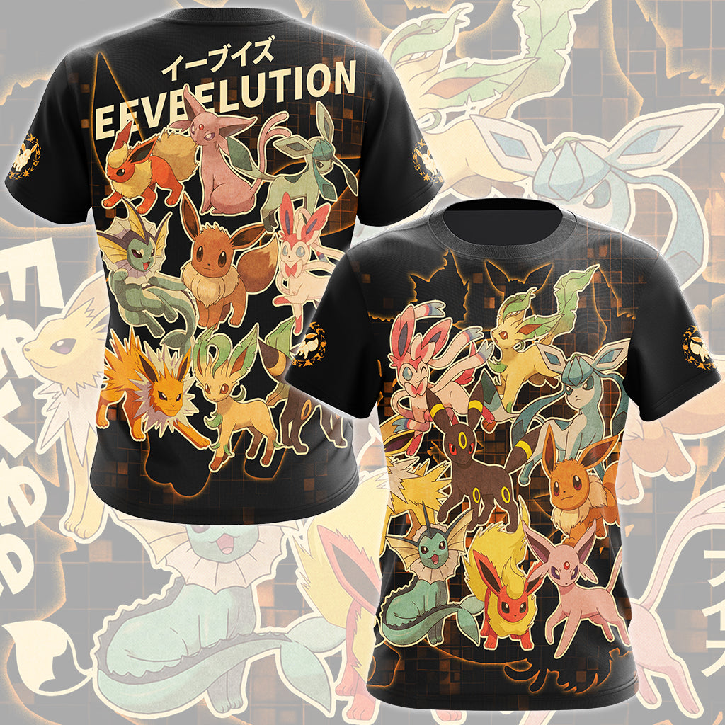 Pokemon Eeveelution Video Game All Over Printed T-shirt Tank Top Zip Hoodie Pullover Hoodie Hawaiian Shirt Beach Shorts Joggers