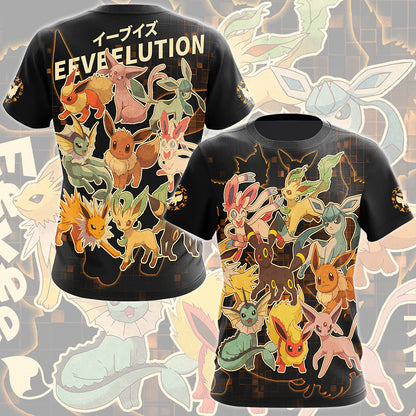 Pokemon Eeveelution Video Game All Over Printed T-shirt Tank Top Zip Hoodie Pullover Hoodie Hawaiian Shirt Beach Shorts Joggers