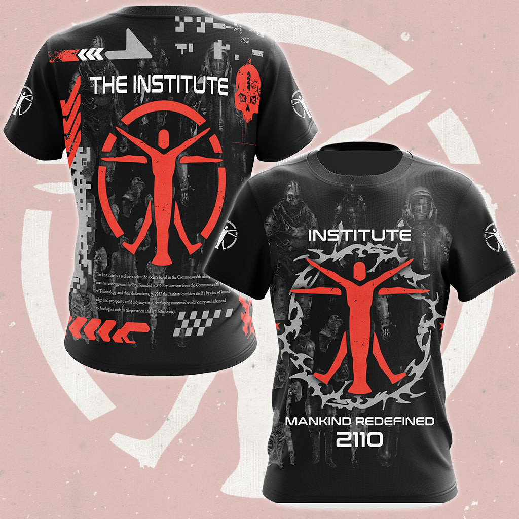 Fallout The Institute Video Game All Over Printed T-shirt Tank Top Zip Hoodie Pullover Hoodie Hawaiian Shirt Beach Shorts Joggers